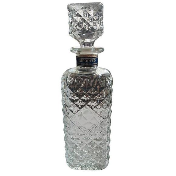 Vtg MCM Square Austin Nichols & CO Glass Decanter Bottle Cork Stopper Barware - Picture 1 of 10